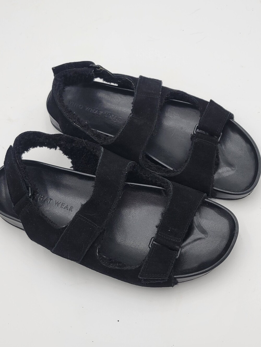 Who What Wear Black Suede Hook-and-Loop Sandals size 7.5 New